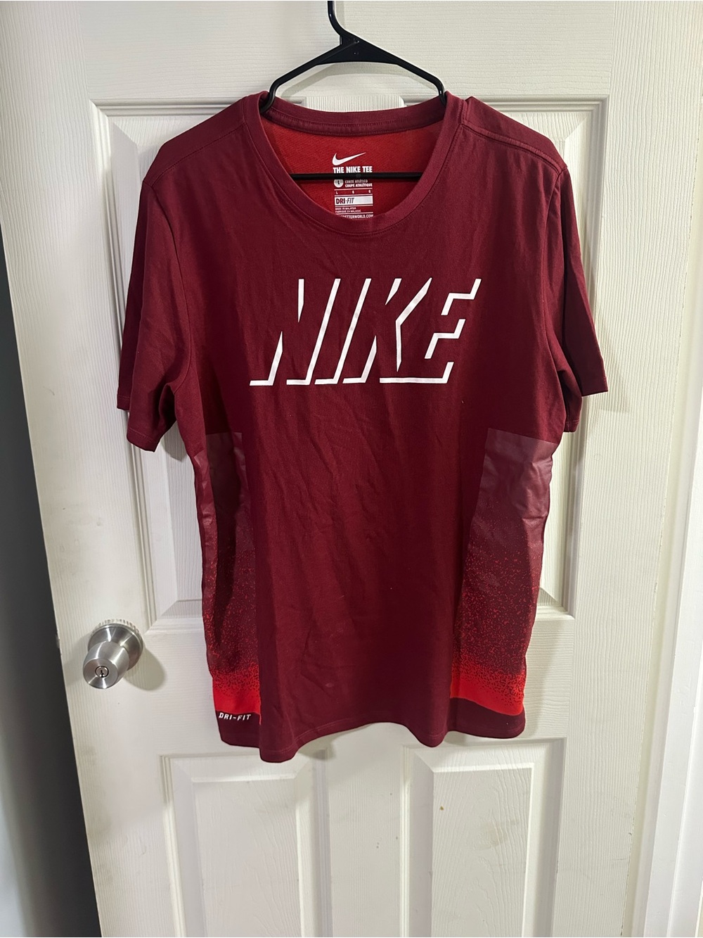 Nike Burgundy Short-Sleeve Tee with White Logo